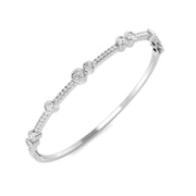 Round Cut Bezel & Pave Set Natural Diamond Bangle with Hinged and Box Clasp in 10K/14K gold and platinum with certified lab-grown or natural diamonds