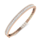 Round Cut Lab Grown Diamond Half Eternity Bangle with Hinged Box Clasp in 10K/14K gold and platinum with certified lab-grown or natural diamonds