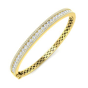 Round Cut Lab Grown Diamond Half Eternity Bangle with Hinged Box Clasp in 10K/14K gold and platinum with certified lab-grown or natural diamonds