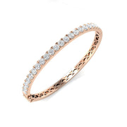Round Natural Diamond Prong Set Eternity Bangle with Hinged Box Clasp in 10K/14K gold and platinum with certified lab-grown or natural diamonds
