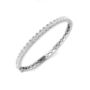 Round Natural Diamond Prong Set Eternity Bangle with Hinged Box Clasp in 10K/14K gold and platinum with certified lab-grown or natural diamonds