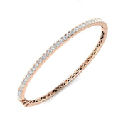 and Platinum Natural Round Cut Diamond Half Eternity Bangle with Hinged Lock in 10K/14K gold and platinum with certified lab-grown or natural diamonds