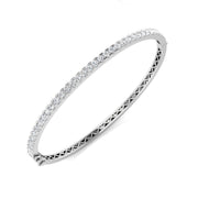 and Platinum Natural Round Cut Diamond Half Eternity Bangle with Hinged Lock in 10K/14K gold and platinum with certified lab-grown or natural diamonds