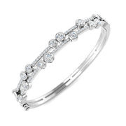 Heavy Platinum Natural Round Cut Diamond Bezel and Pave Double Row Hinged Bangle with Box Clasp in 10K/14K gold and platinum with certified lab-grown or natural diamonds