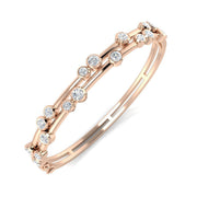 Round Cut Lab Grown Diamond Bezel Set Bubble Hinged Bangle with Box Clasp in 10K/14K gold and platinum with certified lab-grown or natural diamonds