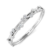 Round Cut Lab Grown Diamond Bezel Set Bubble Hinged Bangle with Box Clasp in 10K/14K gold and platinum with certified lab-grown or natural diamonds