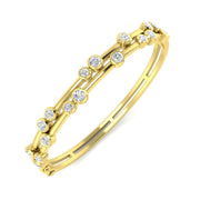 Round Cut Lab Grown Diamond Bezel Set Bubble Hinged Bangle with Box Clasp in 10K/14K gold and platinum with certified lab-grown or natural diamonds