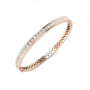 Natural Round Channel Set Diamond Bangle with Hinged Box Clasp in 10K/14K gold and platinum with certified lab-grown or natural diamonds