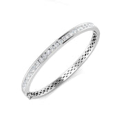 Natural Diamond Channel Set Half Eternity Bangle with Hinged Lock in 10K/14K gold and platinum with certified lab-grown or natural diamonds