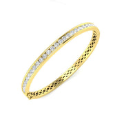 Natural Round Channel Set Diamond Bangle with Hinged Box Clasp in 10K/14K gold and platinum with certified lab-grown or natural diamonds