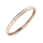 Platinum Lab Created Baguette Cut Diamond Channel Set Hinged Bangle with Box Clasp in 10K/14K gold and platinum with certified lab-grown or natural diamonds