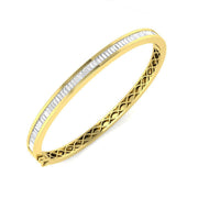 Platinum Lab Created Baguette Cut Diamond Channel Set Hinged Bangle with Box Clasp in 10K/14K gold and platinum with certified lab-grown or natural diamonds