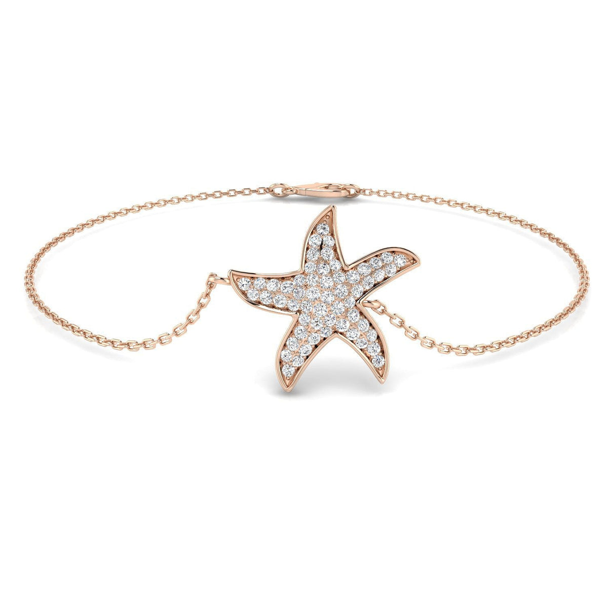 Natural Diamond Starfish Bracelet in 10K/14K gold and platinum with certified lab-grown or natural diamonds