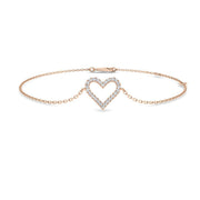 Lab Grown Diamond Pave Heart Bracelet in 10K/14K gold and platinum with certified lab-grown or natural diamonds