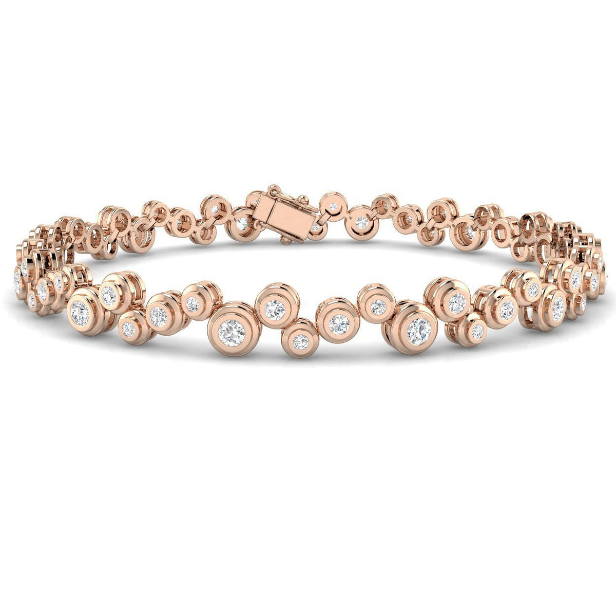 Natural Diamond Cluster Tennis Bracelet in 10K/14K gold and platinum with certified lab-grown or natural diamonds
