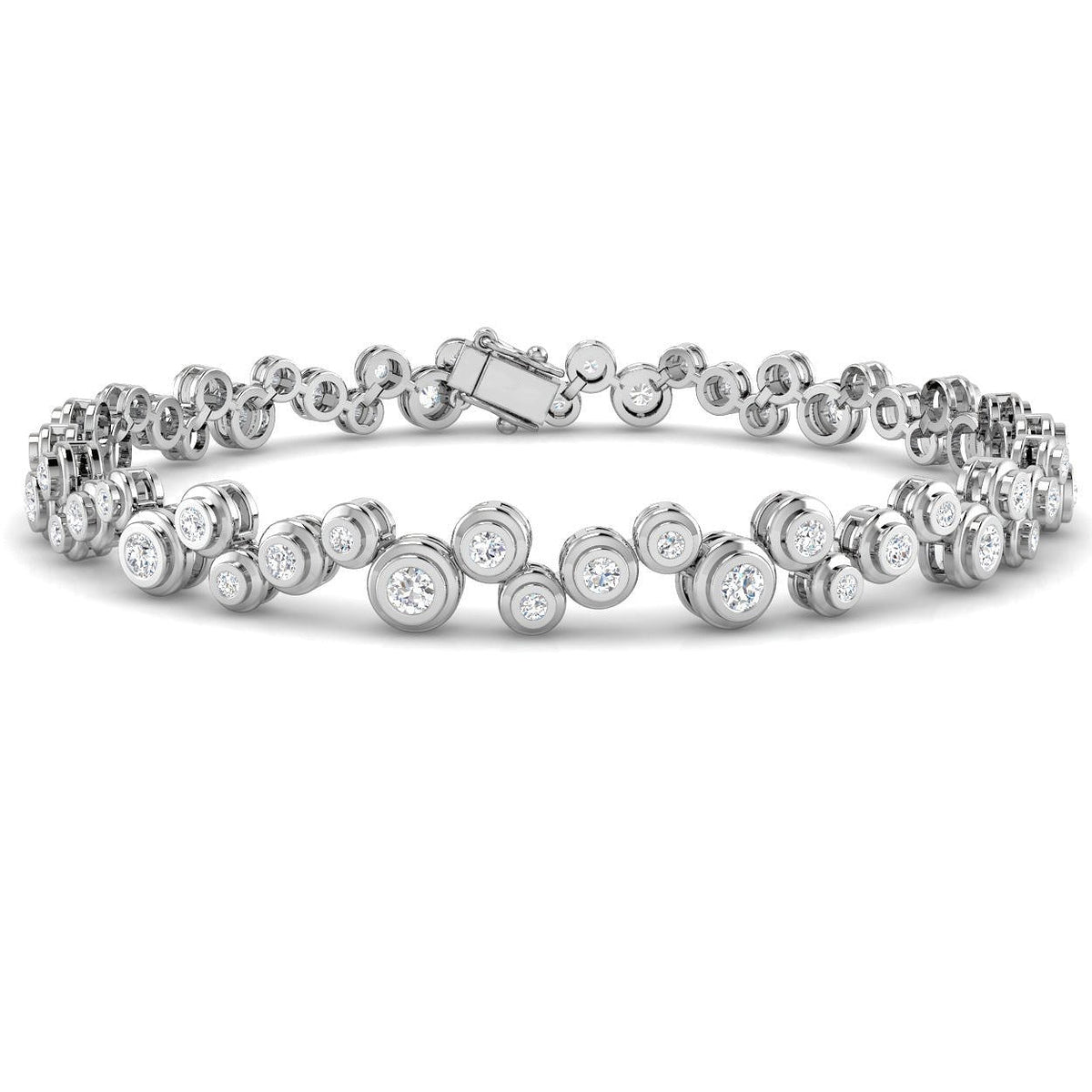 Natural Diamond Cluster Tennis Bracelet in 10K/14K gold and platinum with certified lab-grown or natural diamonds