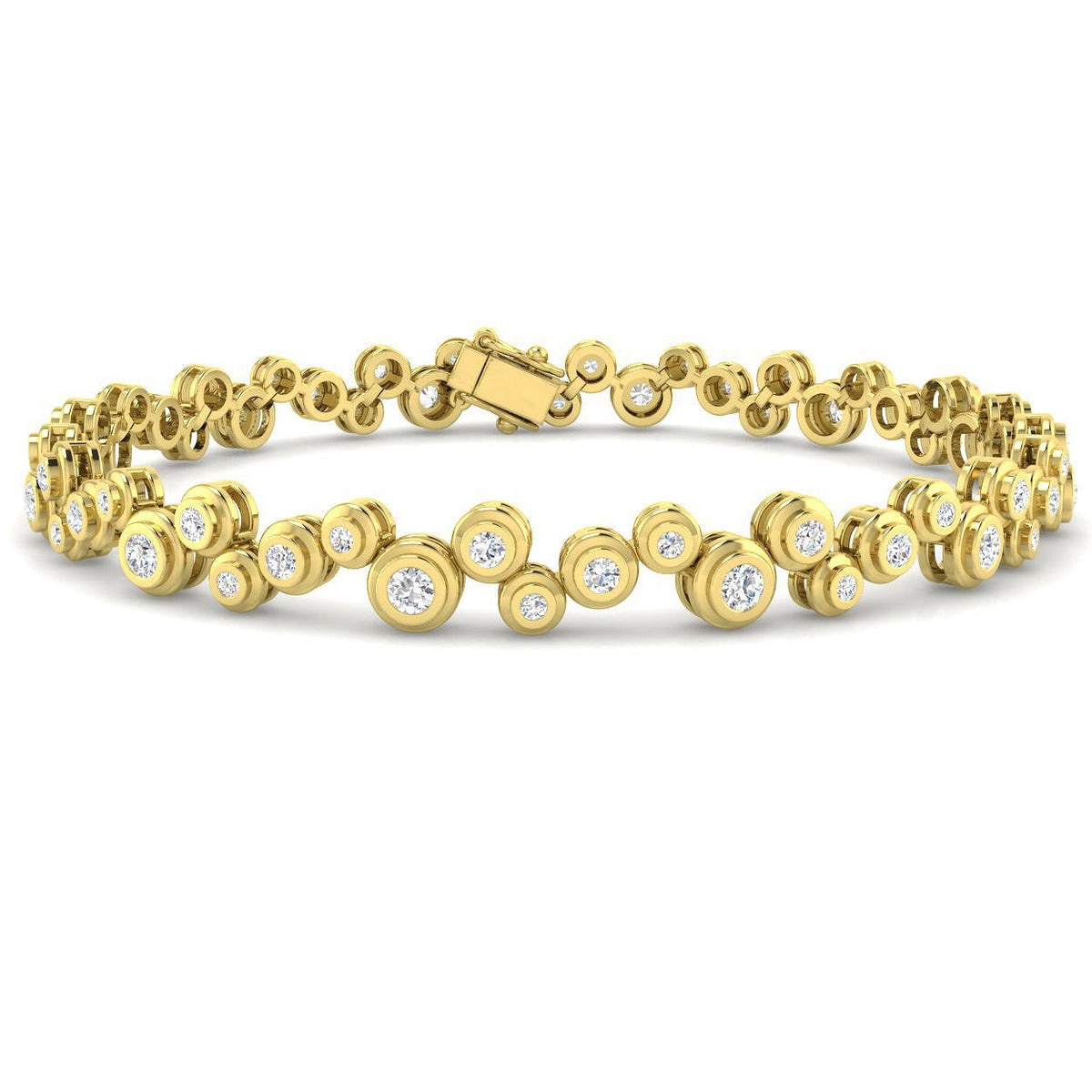 Natural Diamond Cluster Tennis Bracelet in 10K/14K gold and platinum with certified lab-grown or natural diamonds