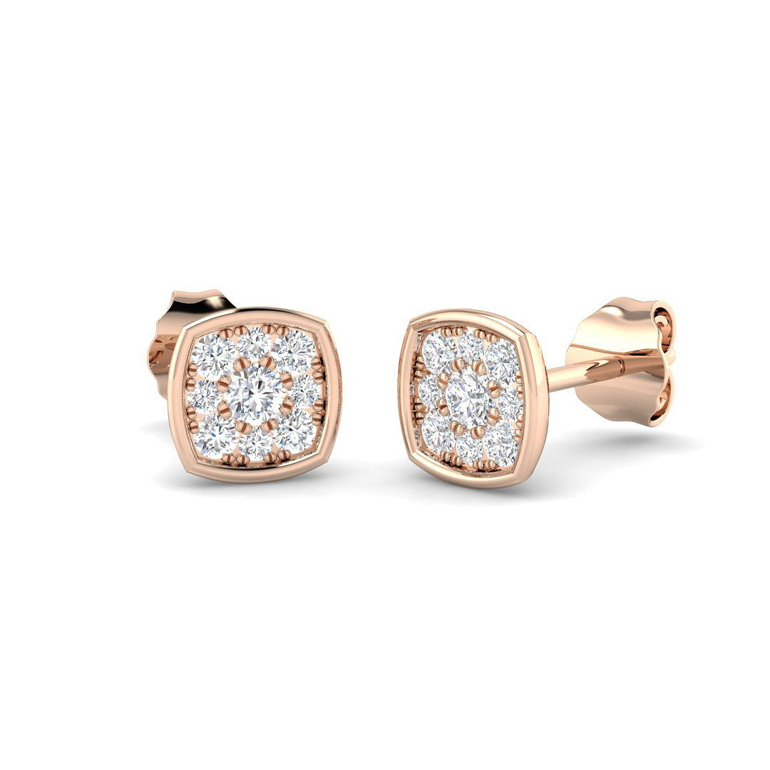 0.25Ct Round Diamond Cluster Stud Earrings in 10K/14K gold and platinum with certified lab-grown or natural diamonds