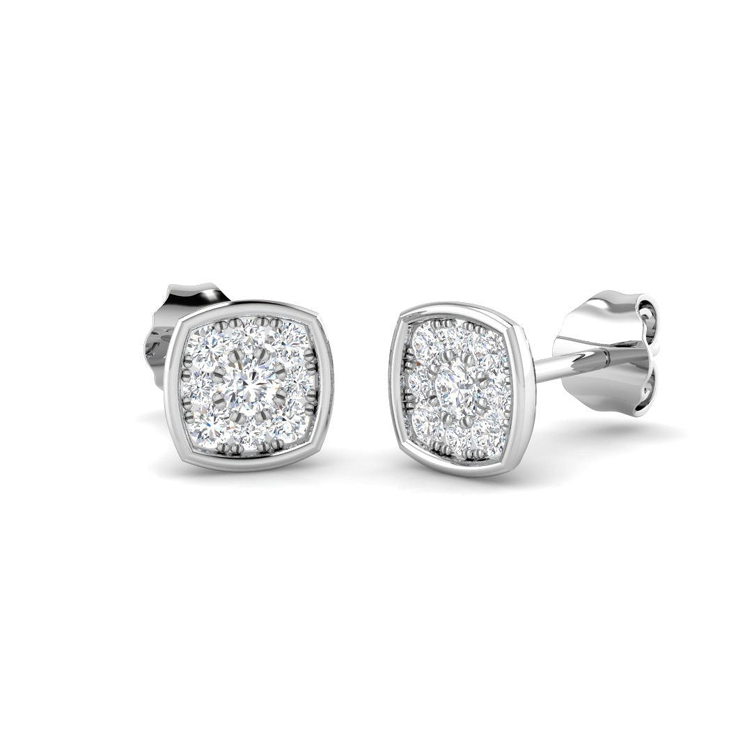 0.25Ct Round Diamond Cluster Stud Earrings in 10K/14K gold and platinum with certified lab-grown or natural diamonds