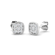 0.25Ct Round Diamond Cluster Stud Earrings in 10K/14K gold and platinum with certified lab-grown or natural diamonds