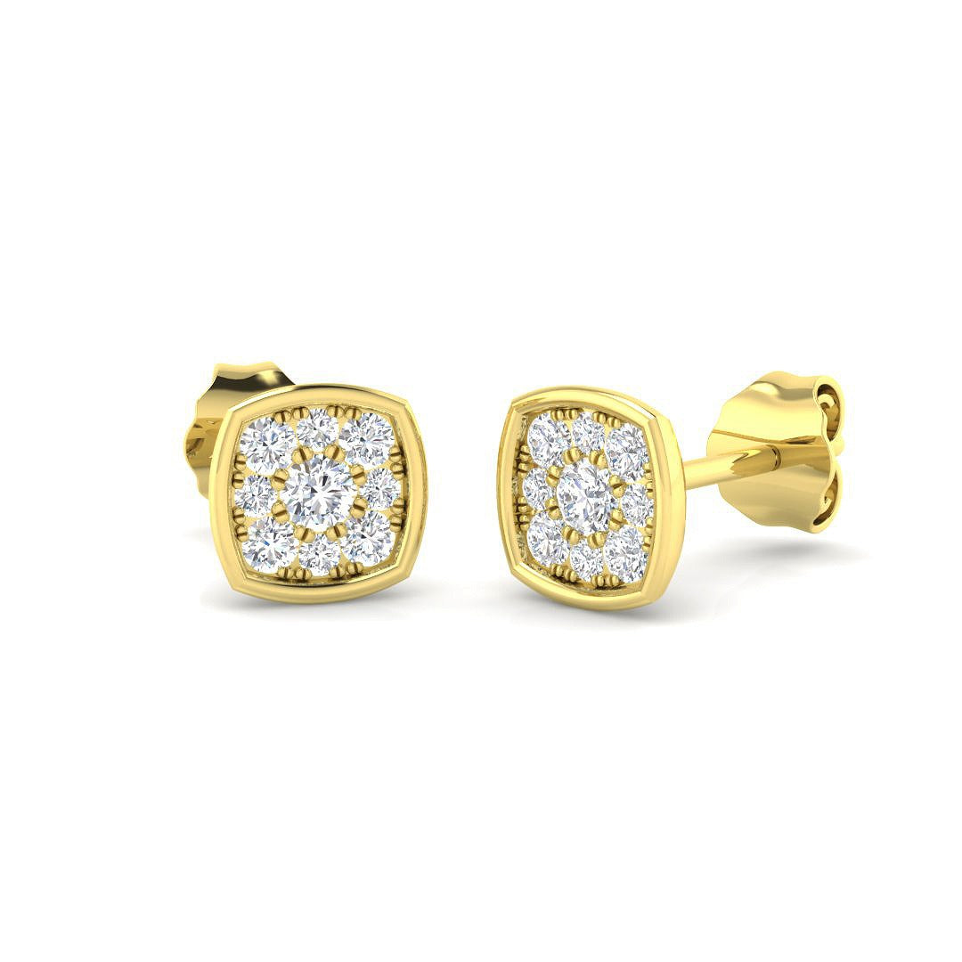 0.25Ct Round Diamond Cluster Stud Earrings in 10K/14K gold and platinum with certified lab-grown or natural diamonds