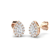0.30-1.00 Carat Pear Diamond Halo Earring in 10K/14K gold and platinum with certified lab-grown or natural diamonds