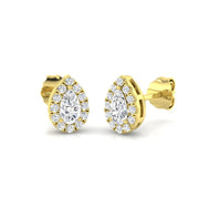 0.30-1.00 Carat Pear Diamond Halo Earring in 10K/14K gold and platinum with certified lab-grown or natural diamonds