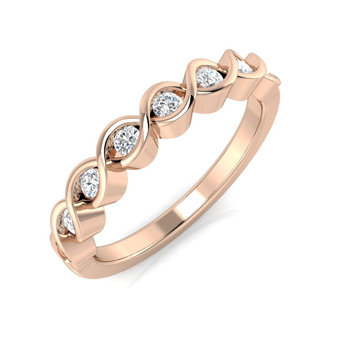 Diamond Teisted Half Eternity Ring in 10K/14K gold and platinum with certified lab-grown or natural diamonds