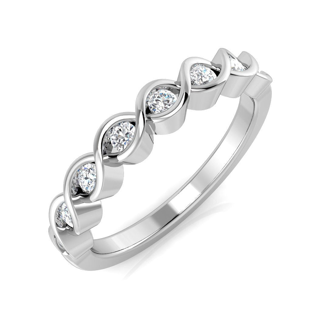Diamond Teisted Half Eternity Ring in 10K/14K gold and platinum with certified lab-grown or natural diamonds
