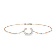 Initial C Letter Round Lab Grown Diamond Chain Bracelet Pave Set in 10K/14K gold and platinum with certified lab-grown or natural diamonds