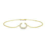 Initial C Letter Round Lab Grown Diamond Chain Bracelet Pave Set in 10K/14K gold and platinum with certified lab-grown or natural diamonds