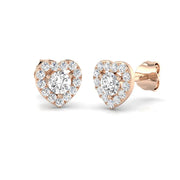 Diamond Stud Earrings - 0.50ct Heart Halo Lab Grown in 10K/14K gold and platinum with certified lab-grown or natural diamonds