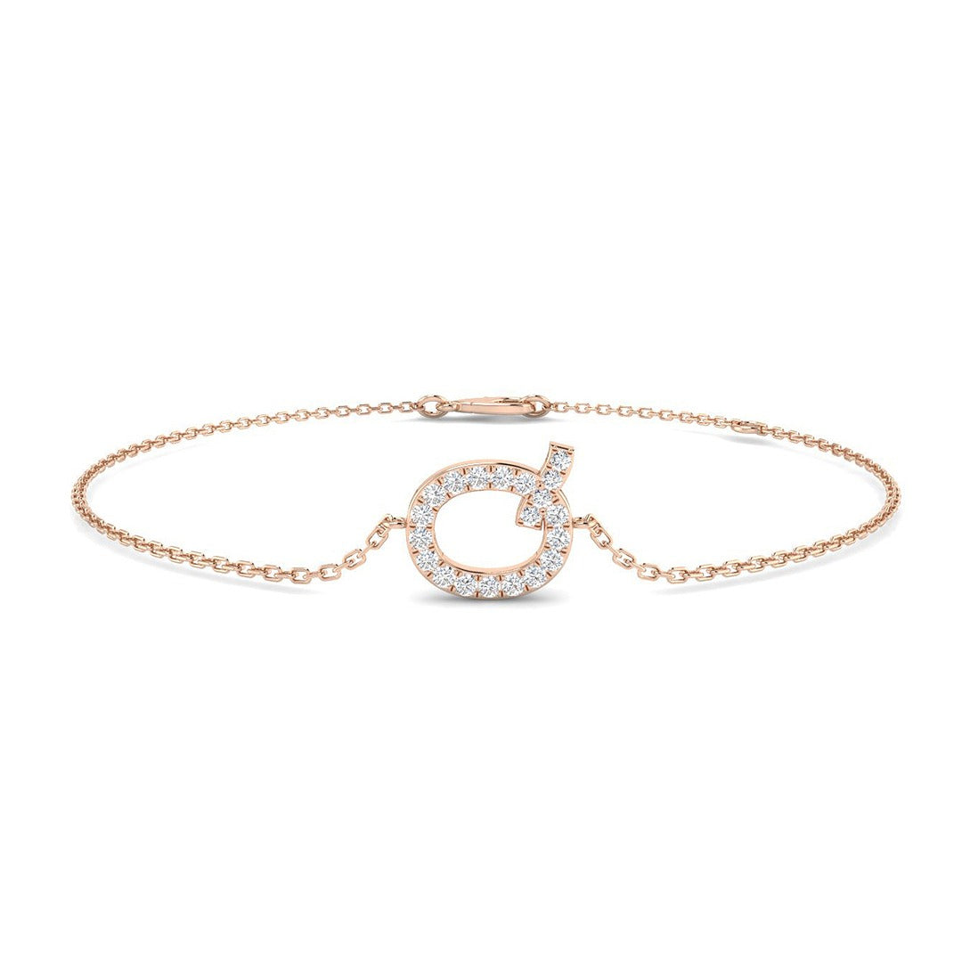 Lab Created Round Cut Pave Set Diamond Alphabet Q Letter Chain Bracelet in 10K/14K gold and platinum with certified lab-grown or natural diamonds