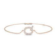Lab Created Round Cut Pave Set Diamond Alphabet Q Letter Chain Bracelet in 10K/14K gold and platinum with certified lab-grown or natural diamonds