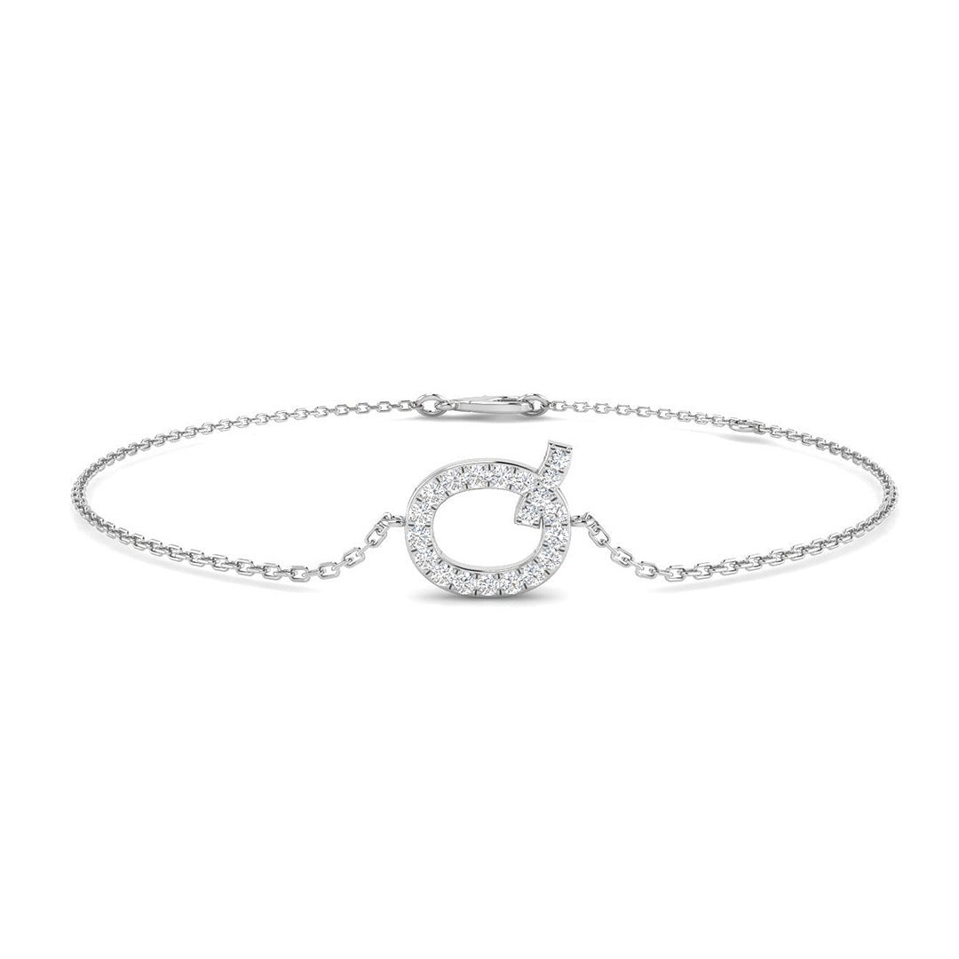 Lab Created Round Cut Pave Set Diamond Alphabet Q Letter Chain Bracelet in 10K/14K gold and platinum with certified lab-grown or natural diamonds