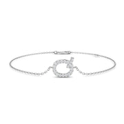Lab Created Round Cut Pave Set Diamond Alphabet Q Letter Chain Bracelet in 10K/14K gold and platinum with certified lab-grown or natural diamonds