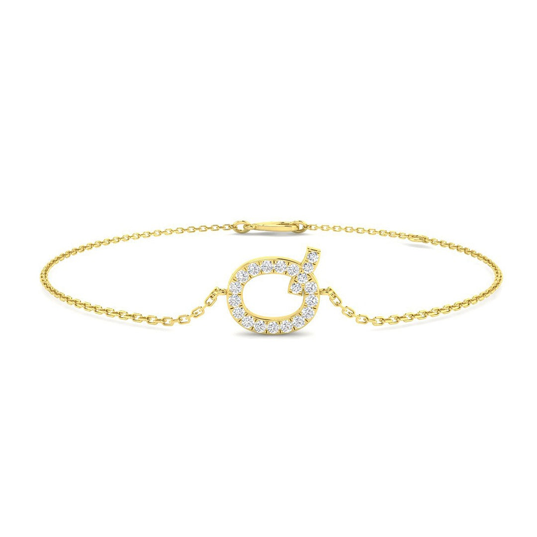 Lab Created Round Cut Pave Set Diamond Alphabet Q Letter Chain Bracelet in 10K/14K gold and platinum with certified lab-grown or natural diamonds