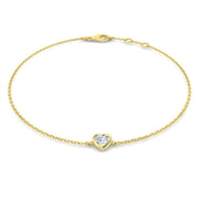 Diamond Bracelet Heart Cut Diamond Charm Bracelet in 10K/14K gold and platinum with certified lab-grown or natural diamonds