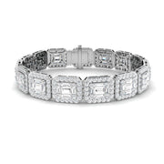 Elegant Emerald Style Baguette & Round Cut Lab Grown Diamond Bracelet in Gold or in 10K/14K gold and platinum with certified lab-grown or natural diamonds