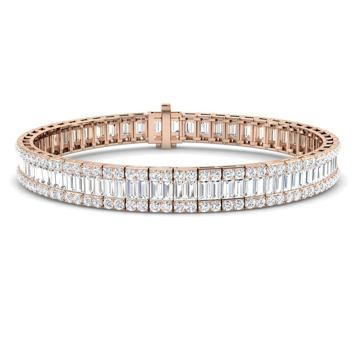 Luxury Natural or Lab Grown Baguette & Round Diamond Tennis Bracelet in 10K/14K gold and platinum with certified lab-grown or natural diamonds