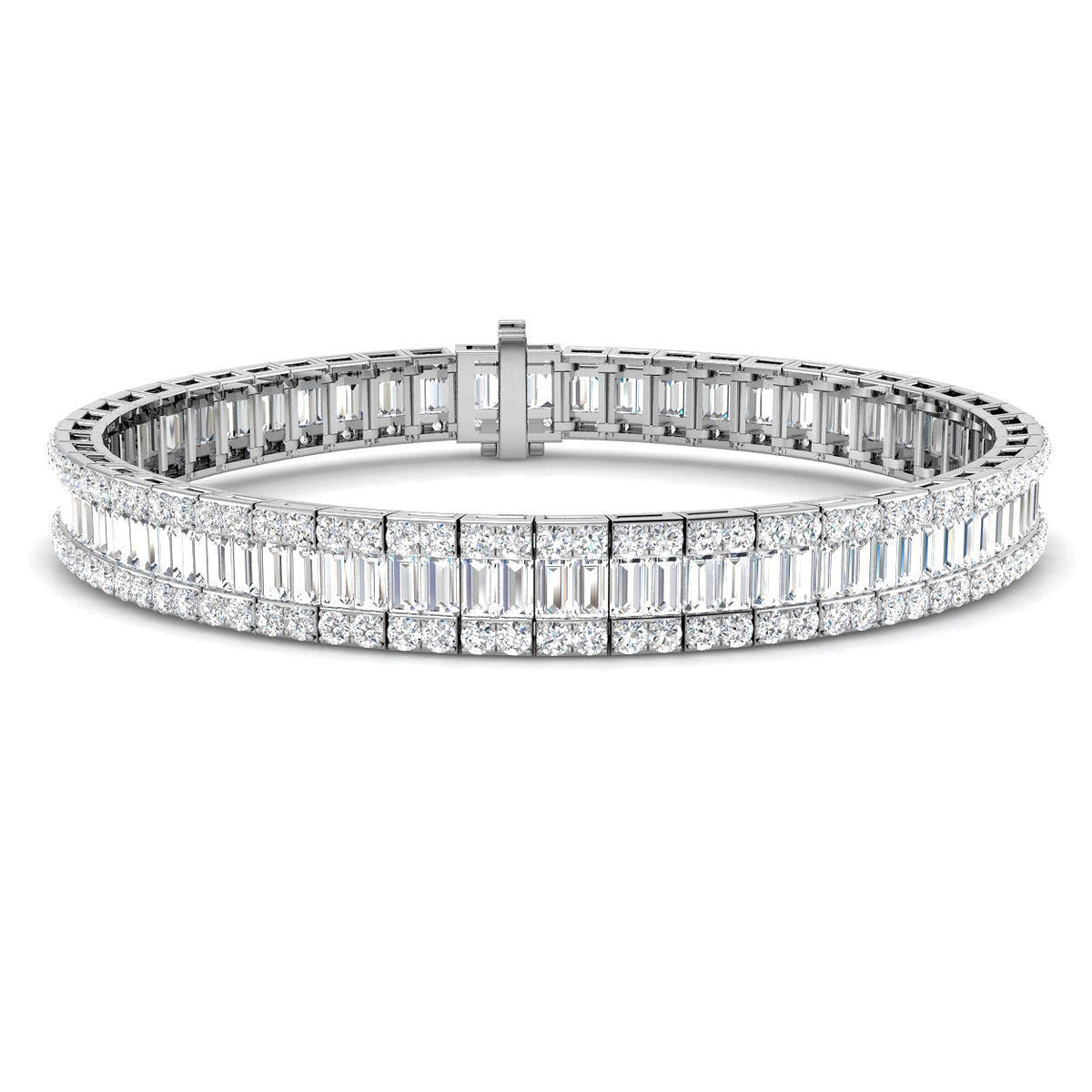 Luxury Natural or Lab Grown Baguette & Round Diamond Tennis Bracelet in 10K/14K gold and platinum with certified lab-grown or natural diamonds
