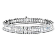Luxury Natural or Lab Grown Baguette & Round Diamond Tennis Bracelet in 10K/14K gold and platinum with certified lab-grown or natural diamonds