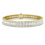 Luxury Natural or Lab Grown Baguette & Round Diamond Tennis Bracelet in 10K/14K gold and platinum with certified lab-grown or natural diamonds
