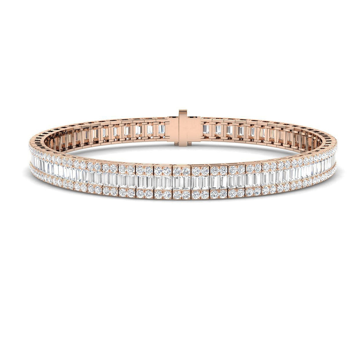 Luxury Natural or Lab Grown Baguette & Round Diamond Tennis Bracelet in 10K/14K gold and platinum with certified lab-grown or natural diamonds