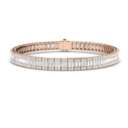 Luxury Natural or Lab Grown Baguette & Round Diamond Tennis Bracelet in 10K/14K gold and platinum with certified lab-grown or natural diamonds