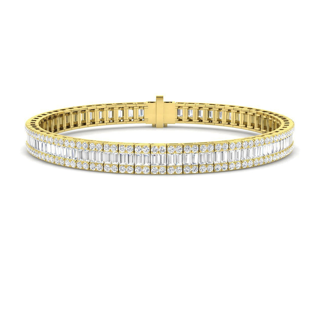 Luxury Natural or Lab Grown Baguette & Round Diamond Tennis Bracelet in 10K/14K gold and platinum with certified lab-grown or natural diamonds