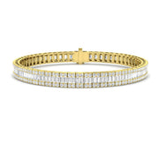 Luxury Natural or Lab Grown Baguette & Round Diamond Tennis Bracelet in 10K/14K gold and platinum with certified lab-grown or natural diamonds