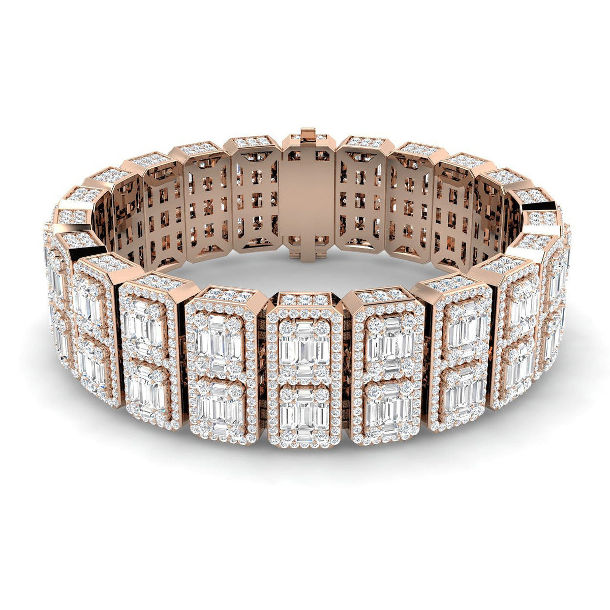 Vintage Art Deco Diamond Bracelet with Baguette & Round Diamonds in 10K/14K gold and platinum with certified lab-grown or natural diamonds