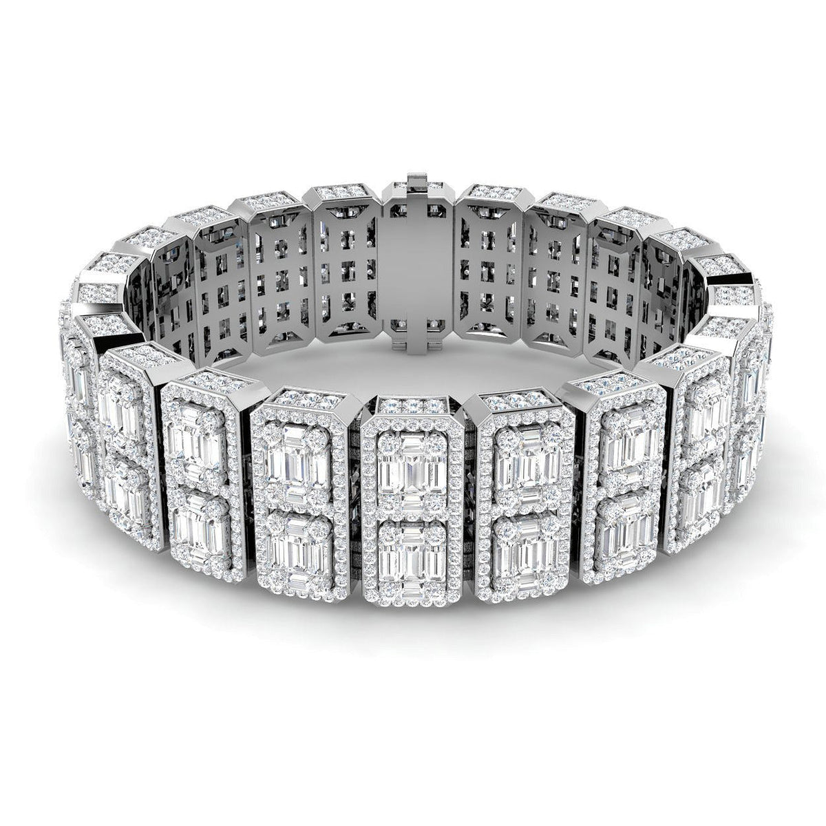 Vintage Art Deco Diamond Bracelet with Baguette & Round Diamonds in 10K/14K gold and platinum with certified lab-grown or natural diamonds