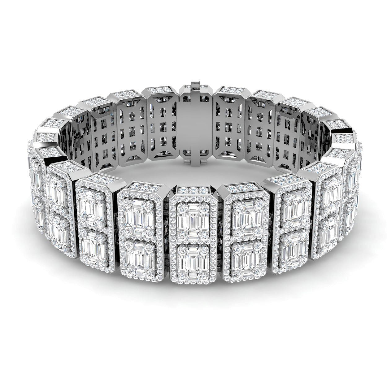 Vintage Art Deco Diamond Bracelet with Baguette & Round Diamonds in 10K/14K gold and platinum with certified lab-grown or natural diamonds